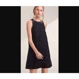 Aritzia Wilfred Trompette Embroidered Geometric Linen Sleeveless Dress Black XS